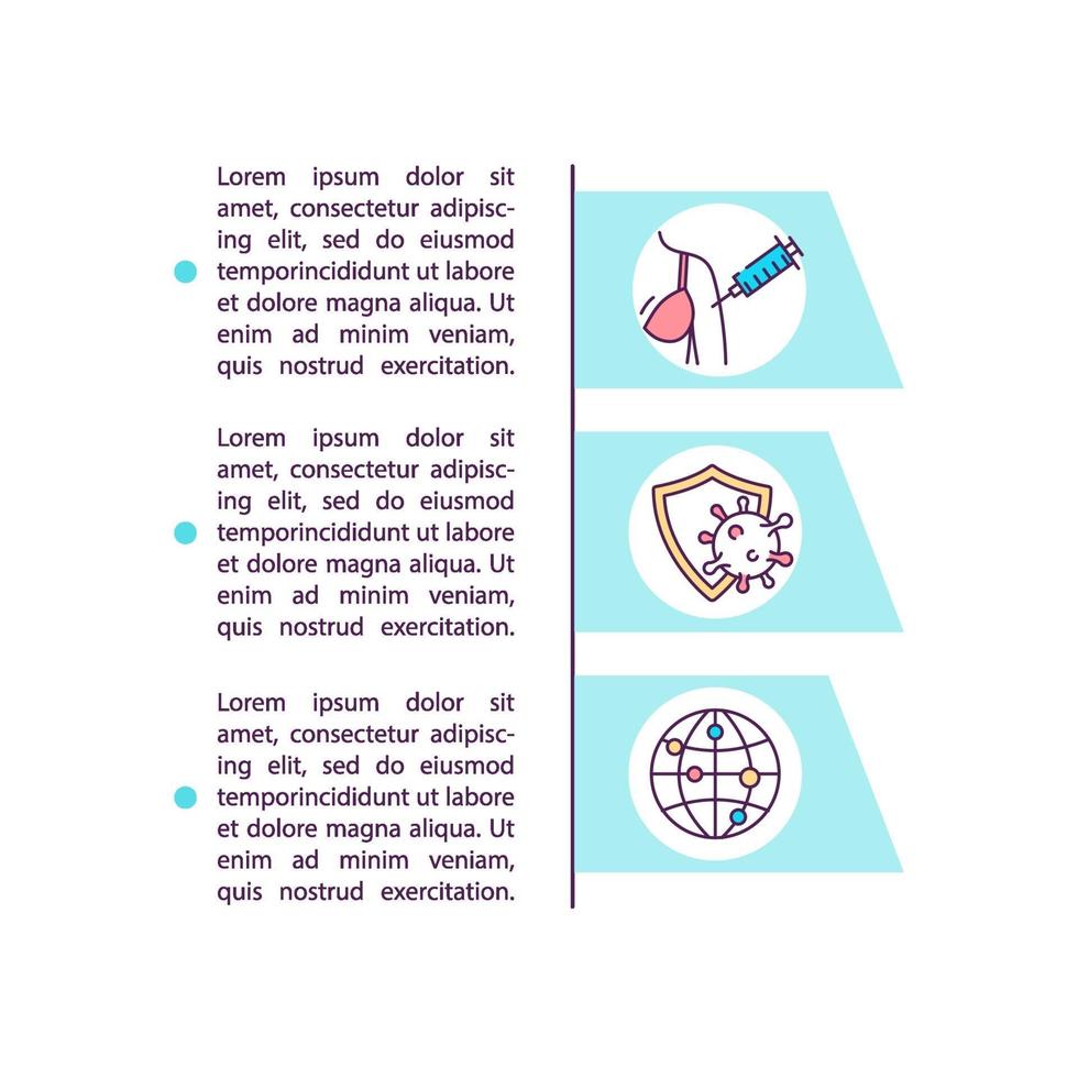 Boosting vaccination rollout concept line icons with text vector