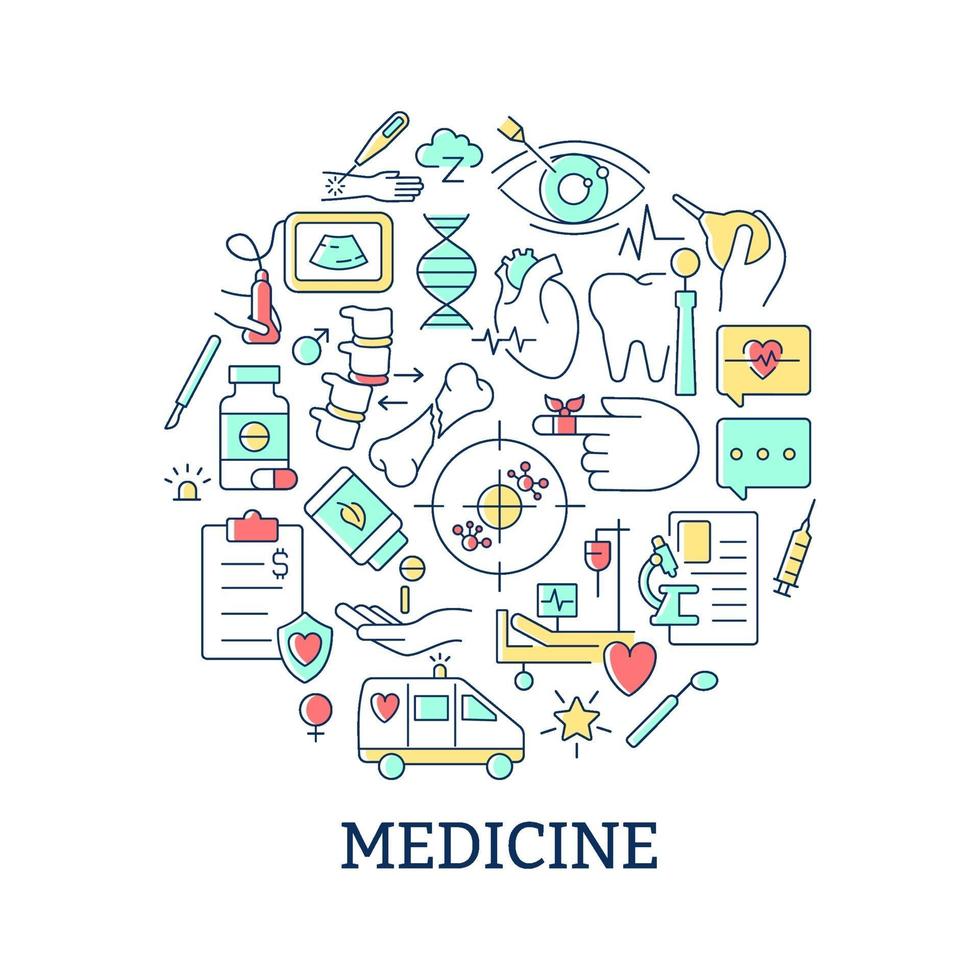 Medicine abstract color concept layout with headline vector