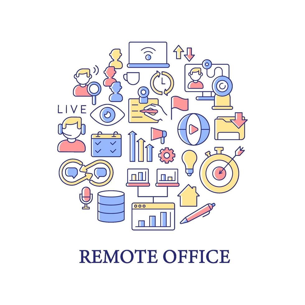 Remote office abstract color concept layout with headline vector