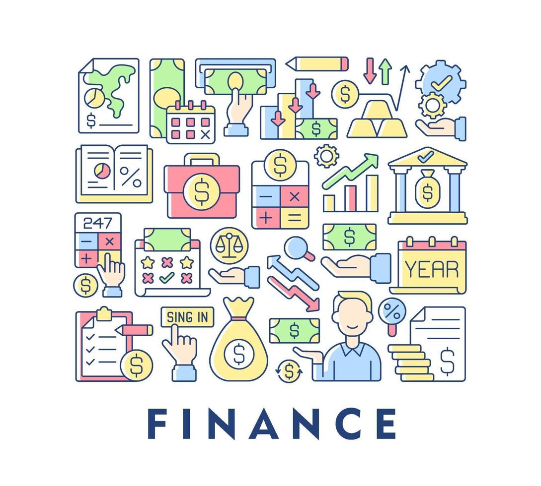 Finance abstract color concept layout with headline vector