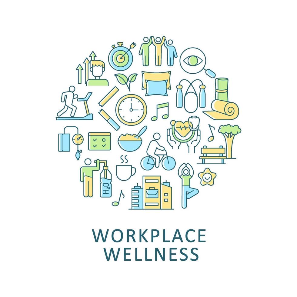 Workplace wellness abstract color concept layout with headline vector