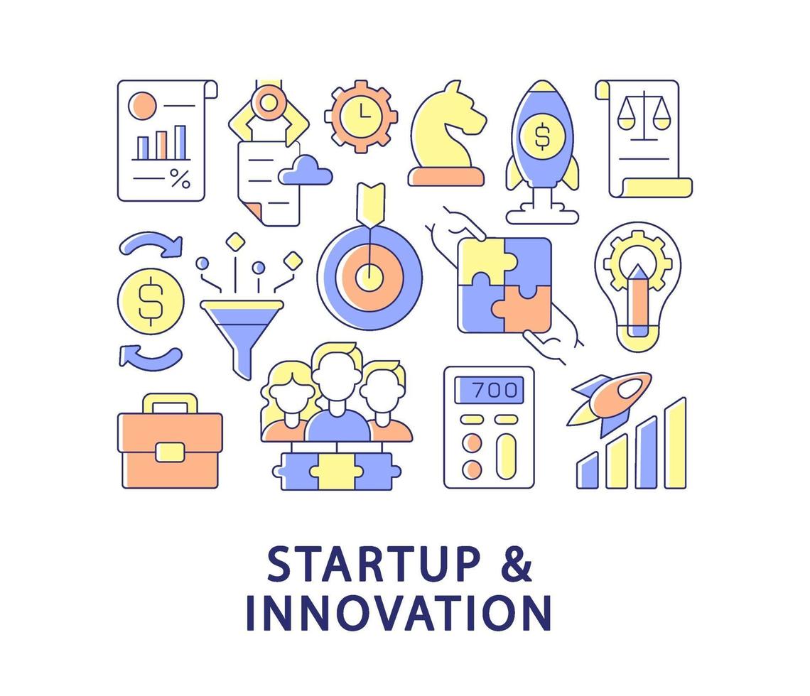 Startup and innovation abstract color concept layout with headline vector