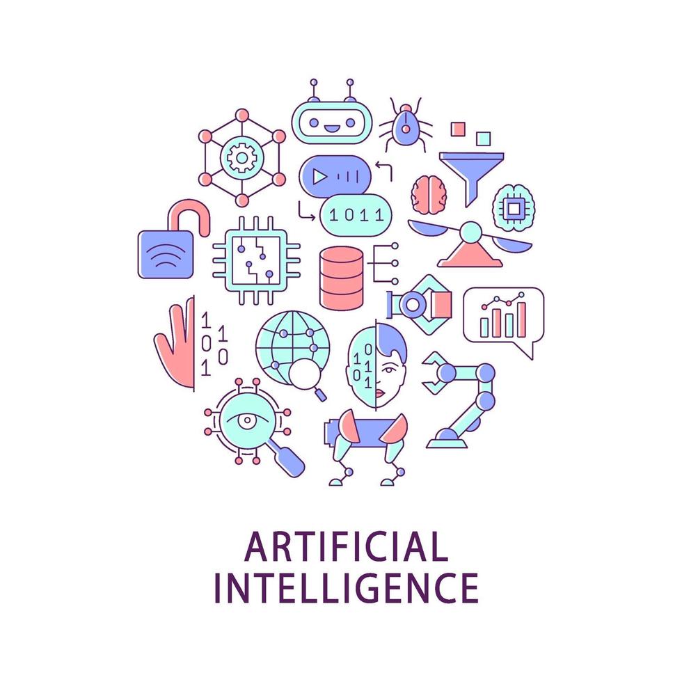 Diseño de concepto de color abstracto de inteligencia artificial con título vector