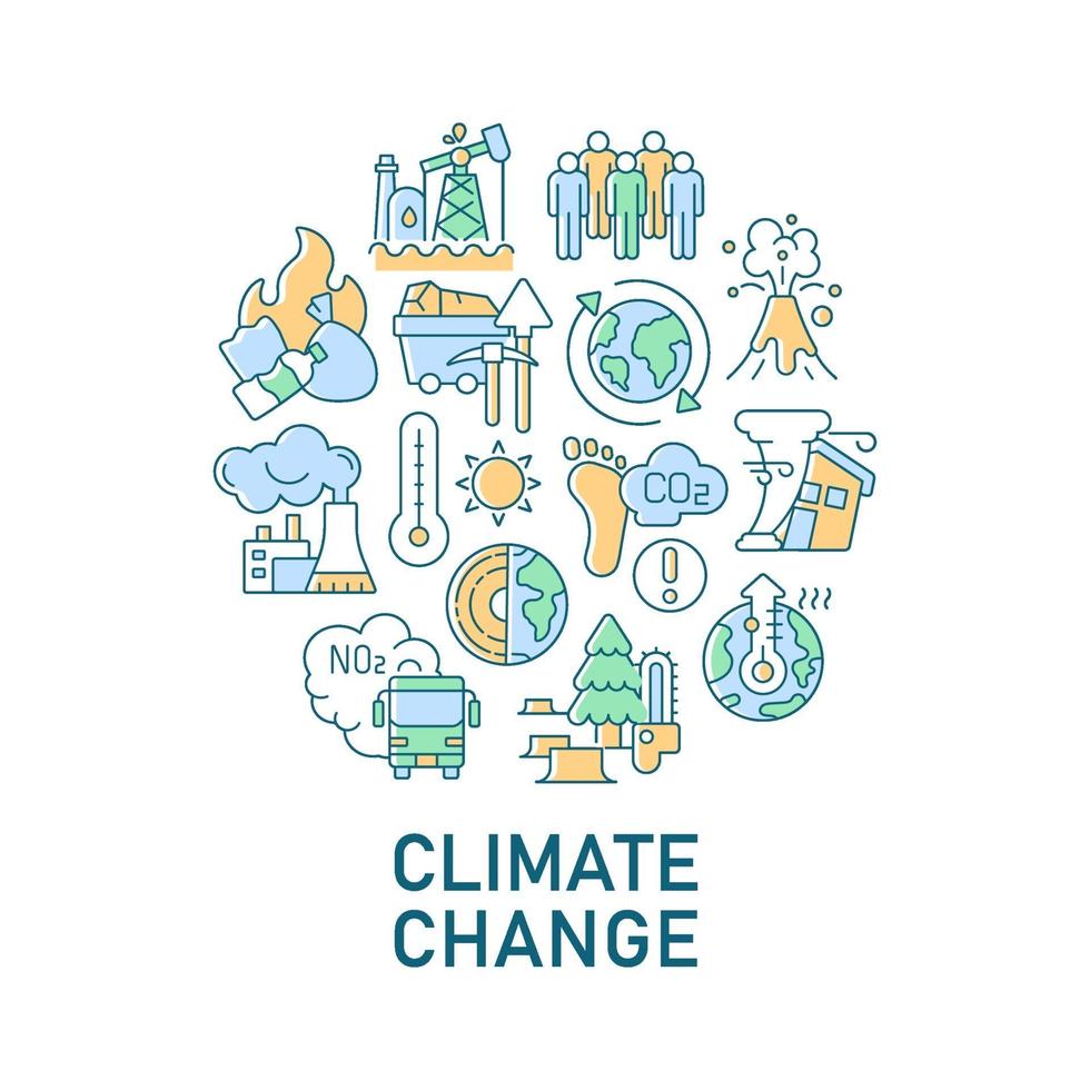 Climate change abstract color concept layout with headline vector