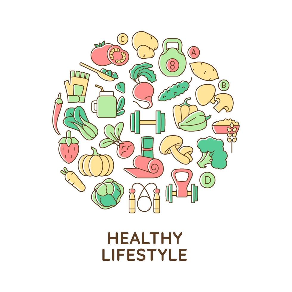Healthy lifestyle abstract color concept layout with headline vector