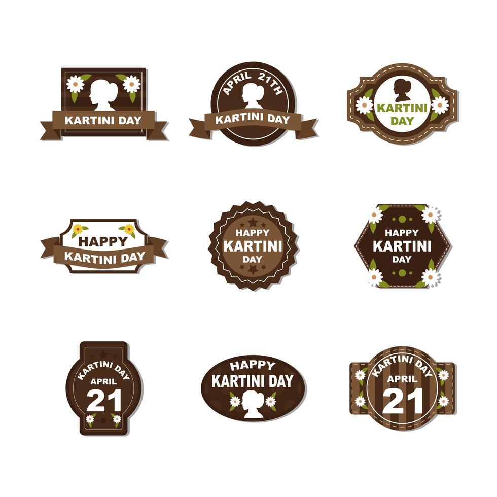 Kartini Day Sticker with Color Vintage vector