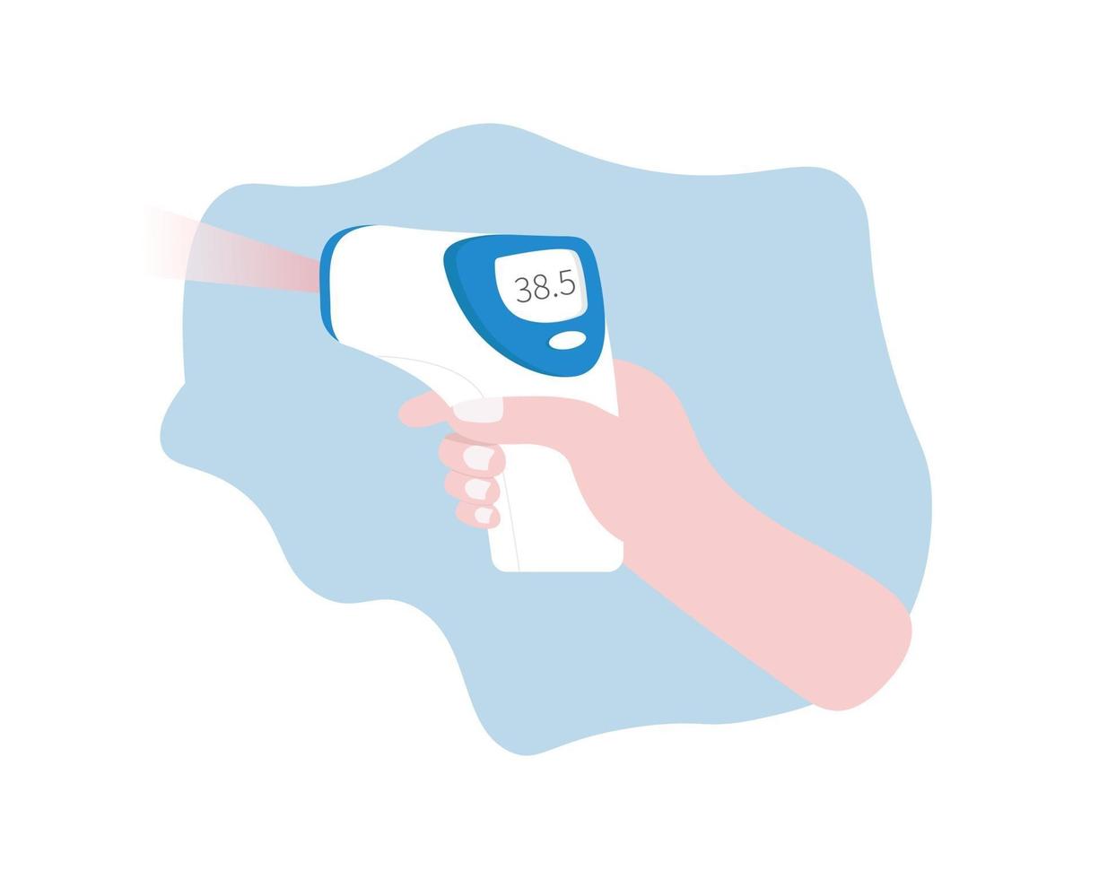 Hand holding a thermal scanner vector