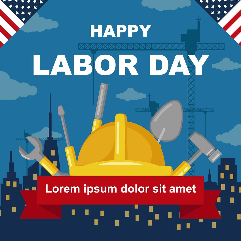 Labor Day with Construction Background vector