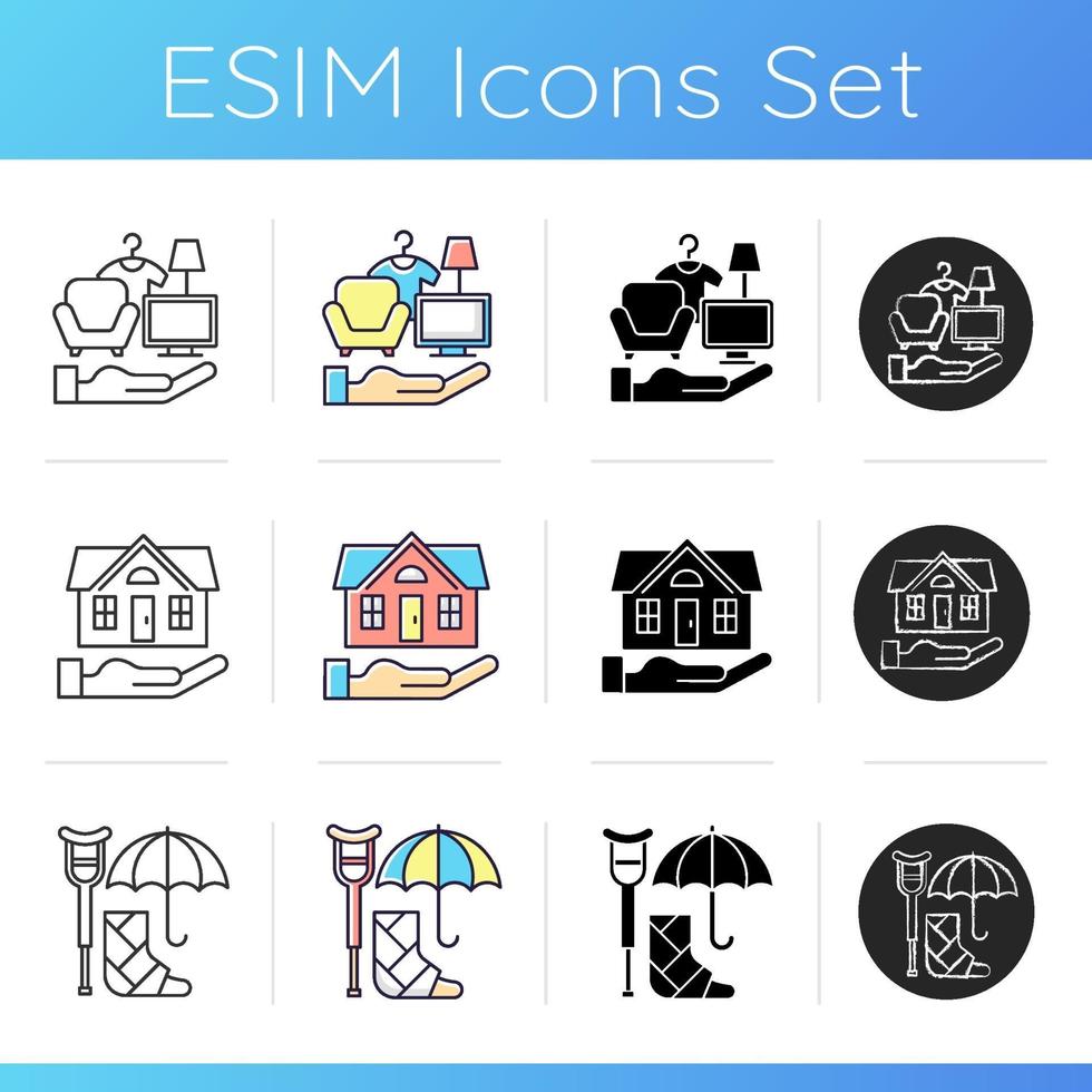 Insurance and protection icons set vector