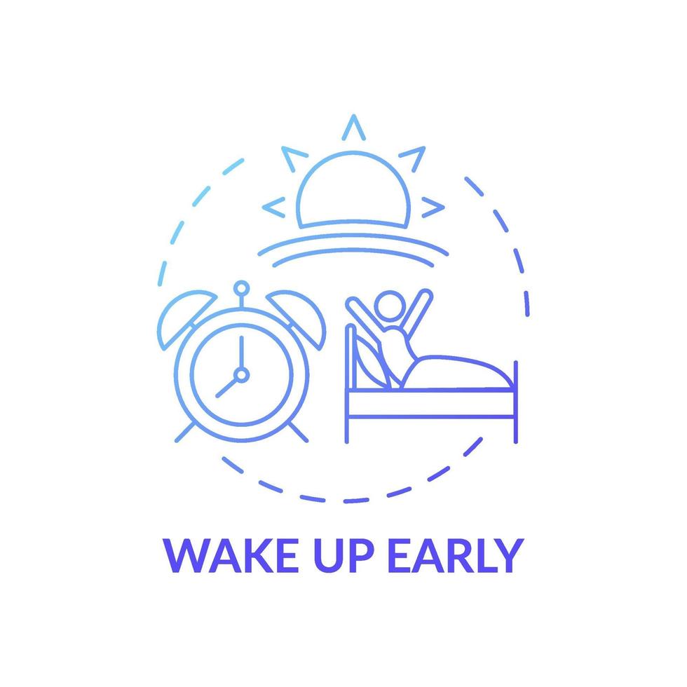 Wake up early blue gradient concept icon vector