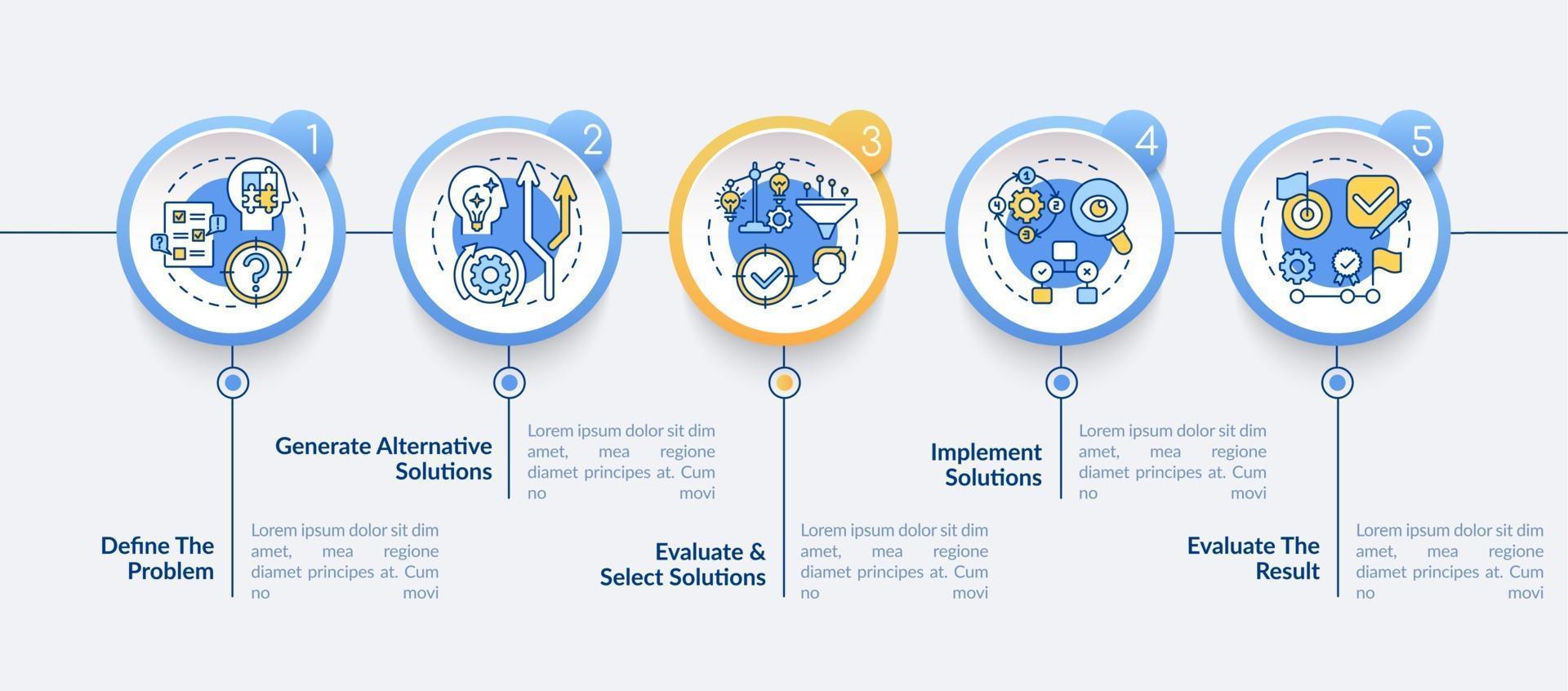 Problem solving steps vector infographic template