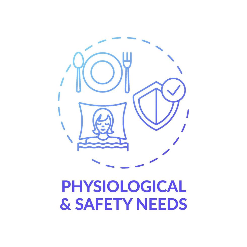 Physiological and safety needs dark blue gradient concept icon vector