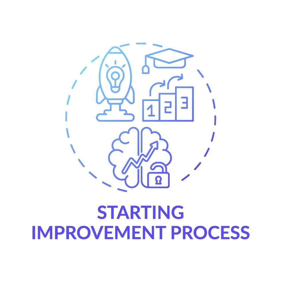 Starting improvement process blue gradient concept icon vector