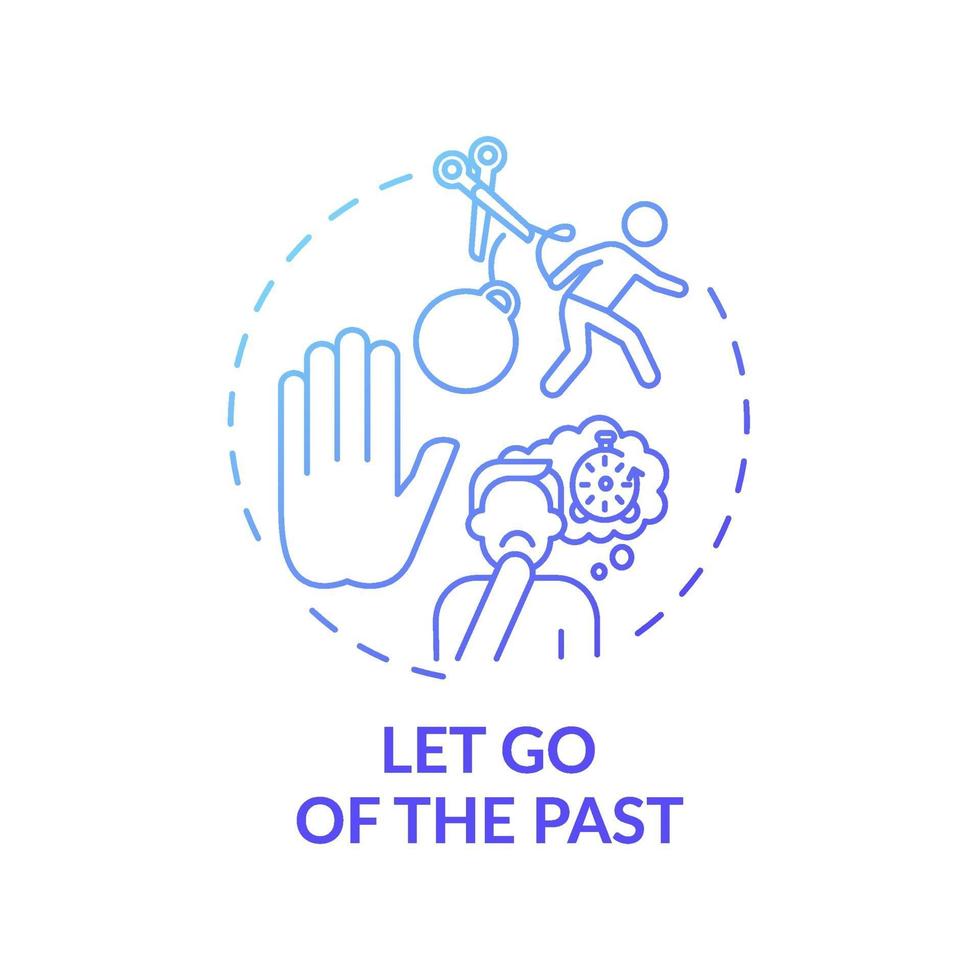 Let go of the past blue gradient concept icon vector