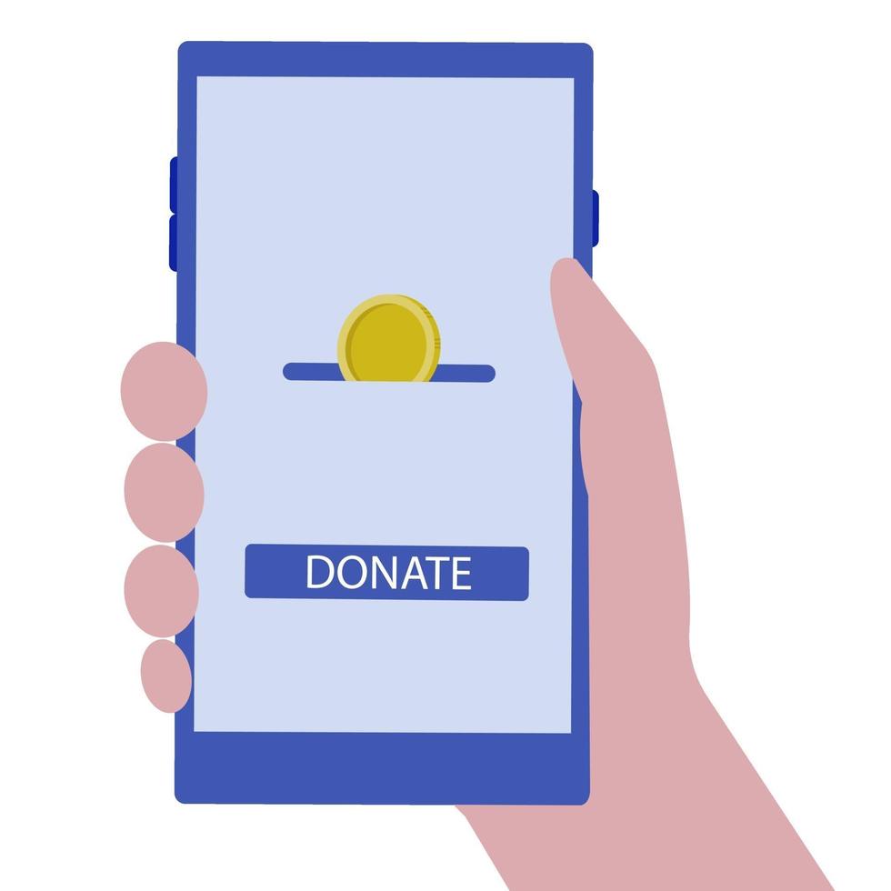 Giving donation online with smartphone vector