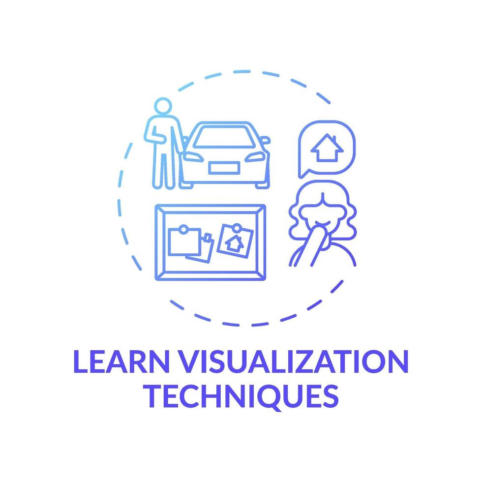 Learn visualization technique blue gradient concept icon vector