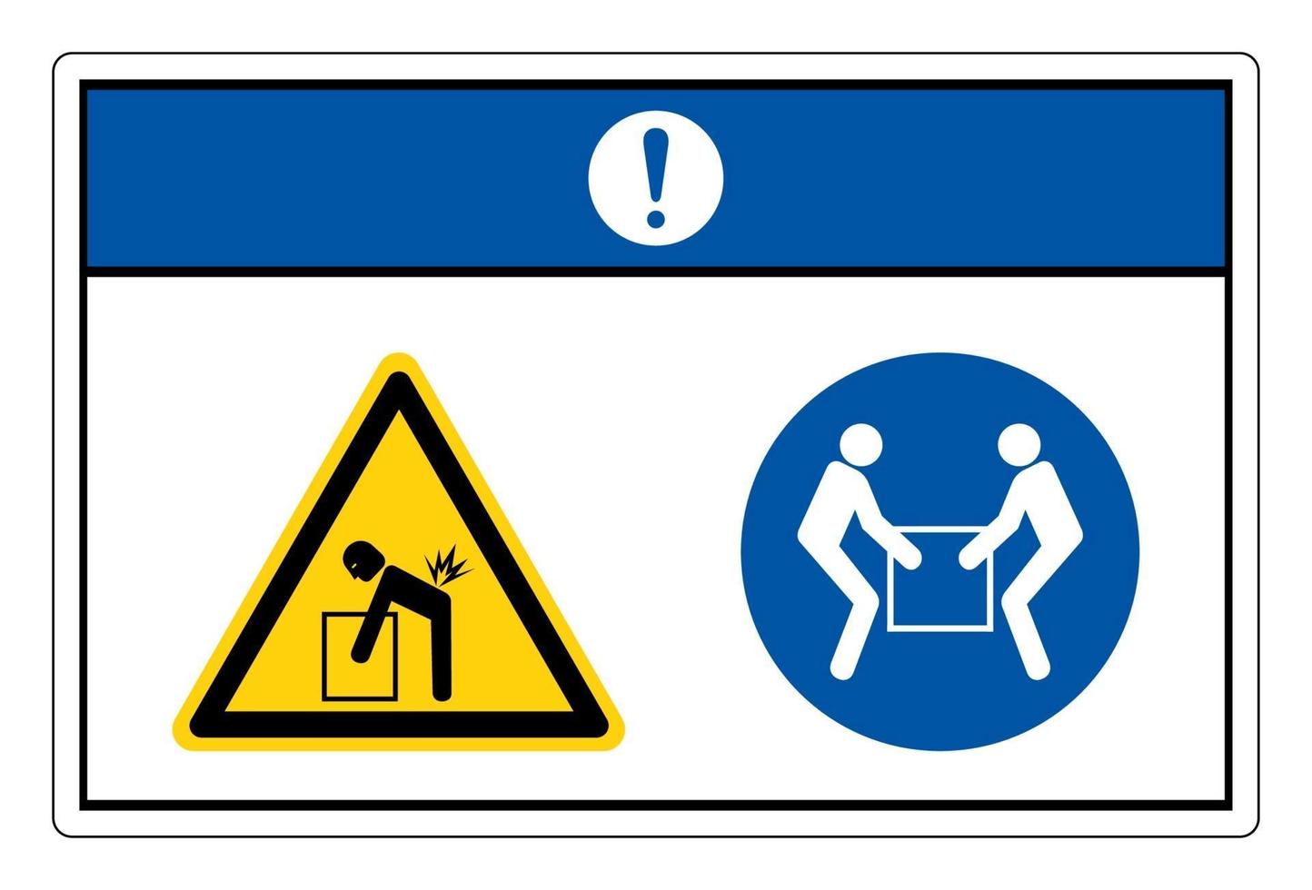 Notice Lift Hazard Use Two Person Lift Symbol Sign On White Background vector