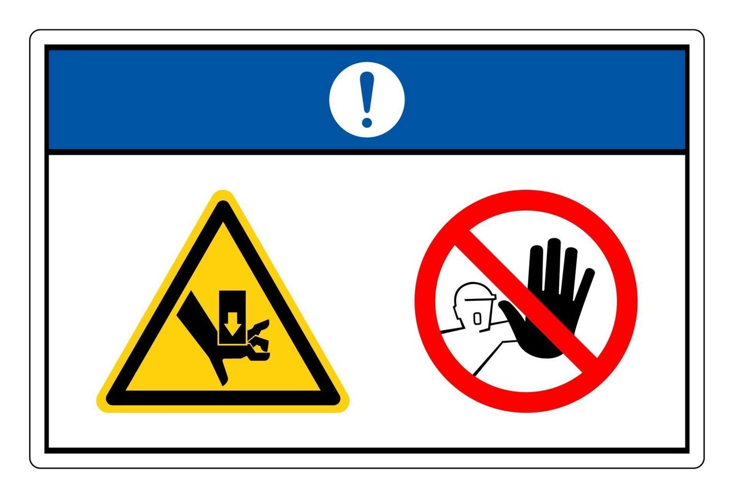 Aviso símbolo de peligro aplastamiento firmar sobre fondo blanco. vector