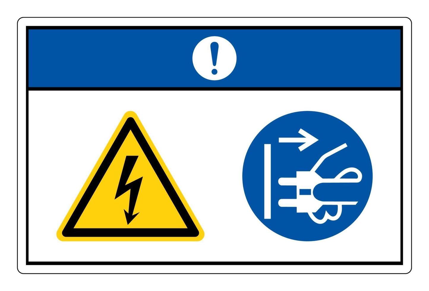 Notice Hazardous Voltage Disconnect Mains Plug From Electrical Outlet Symbol Sign On White Background vector