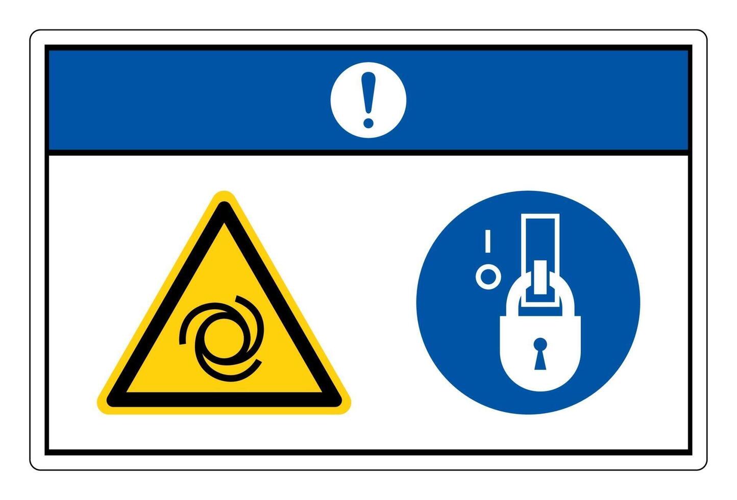 Notice Equipment Starts Automatically Lock Out In De-Energized State Symbol Sign On White Background vector