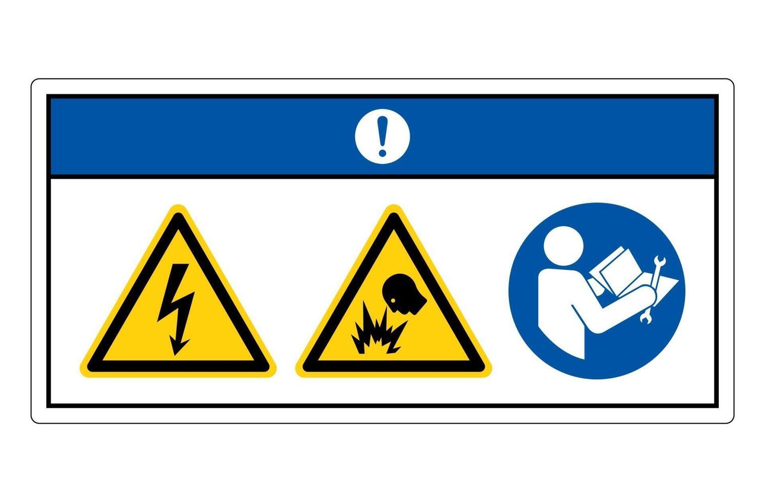 Aviso símbolo de peligro de descarga eléctrica firmar sobre fondo blanco. vector