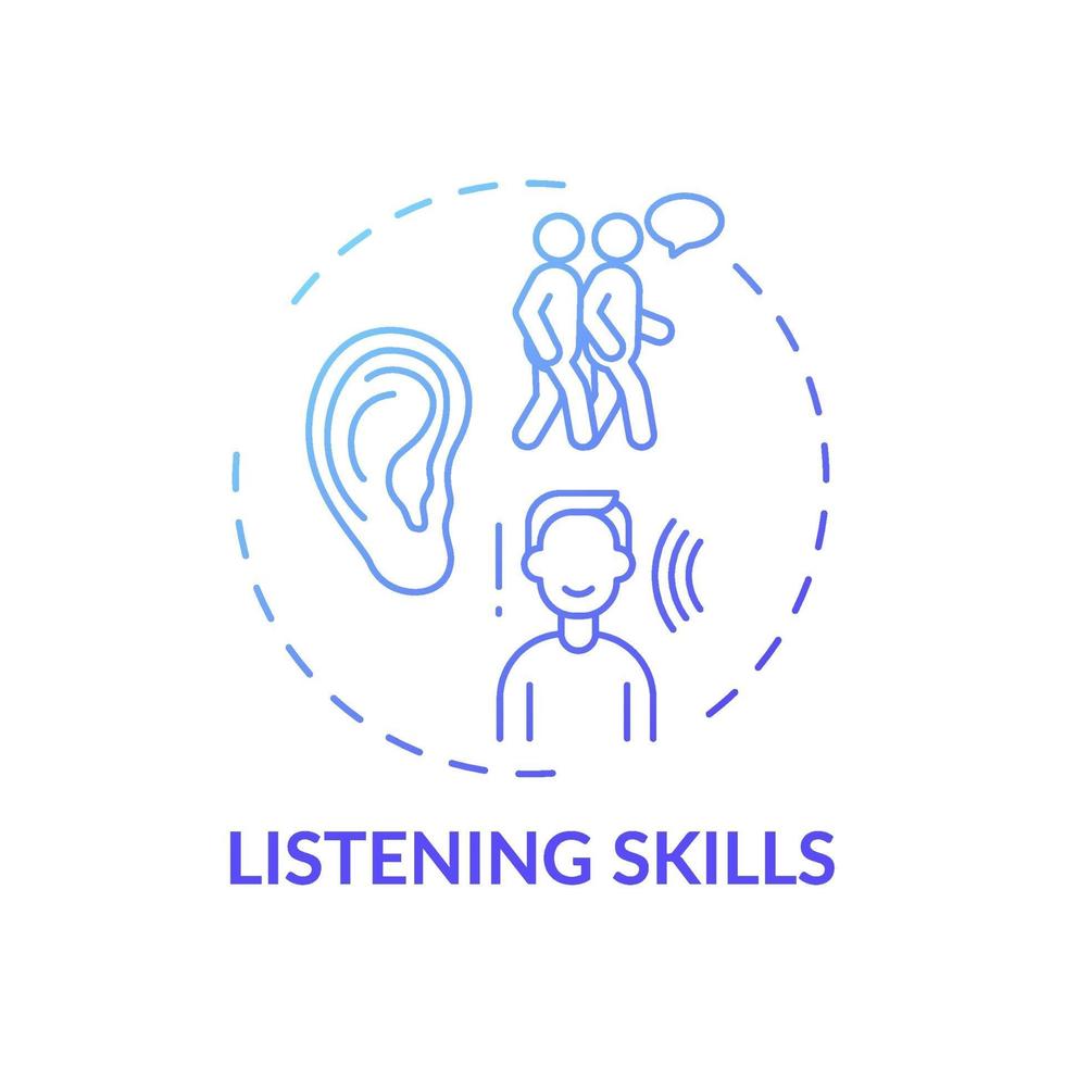 Listening skills blue gradient concept icon vector