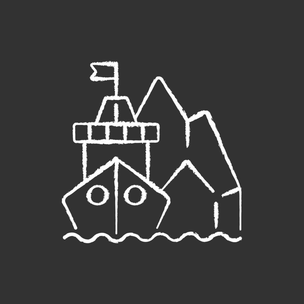 Arctic exploration chalk white icon on black background vector