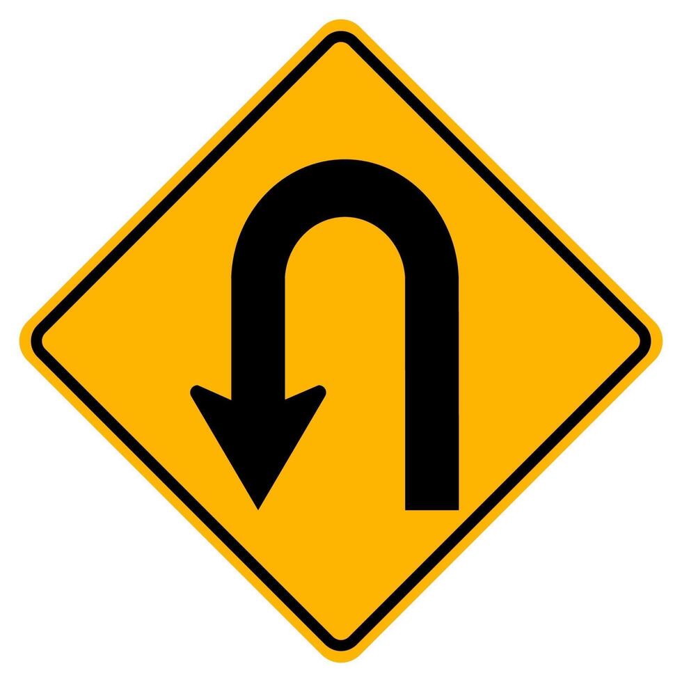 Warning traffic signs Hairpin curve to left on white background vector