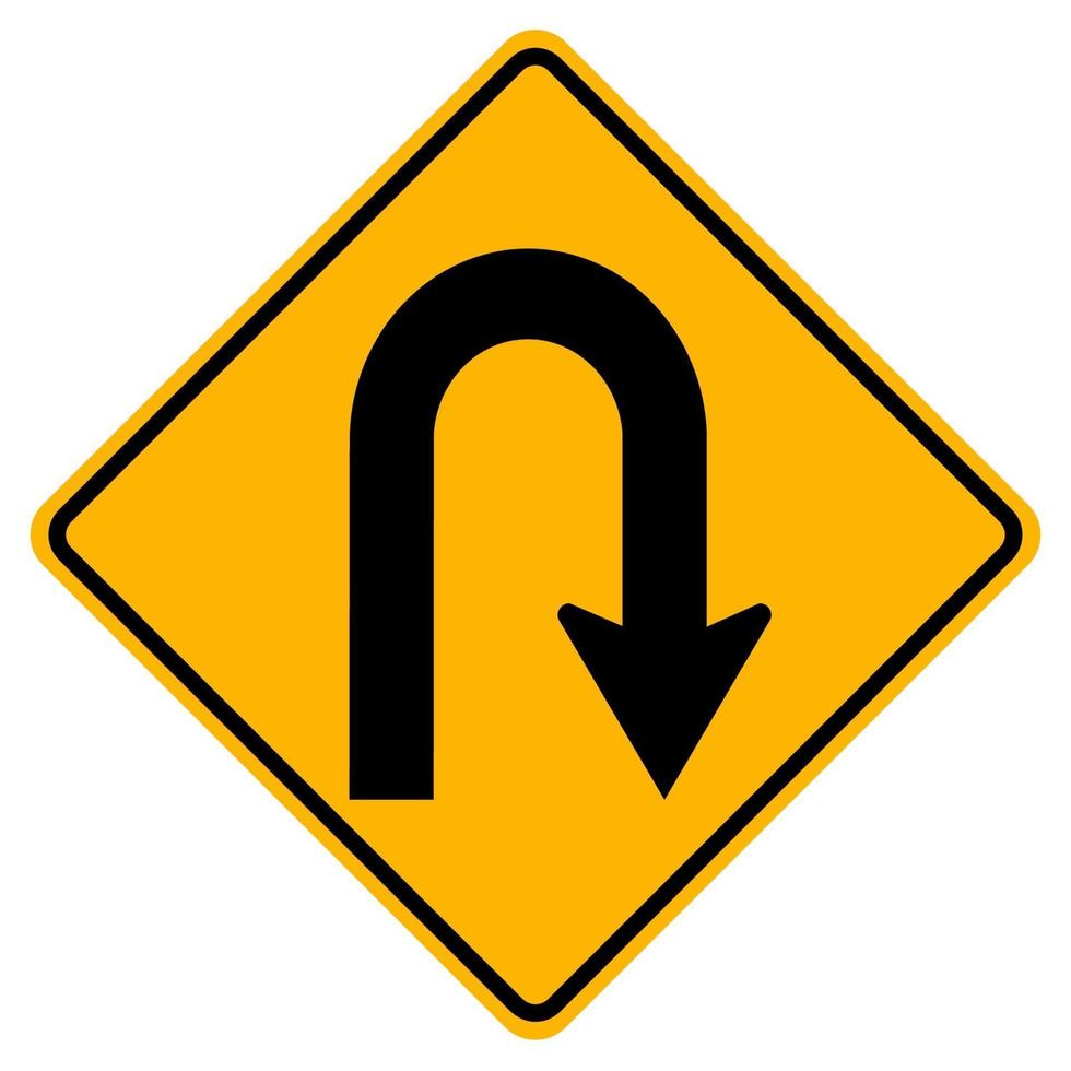 Warning traffic signs Hairpin curve to right on white background vector