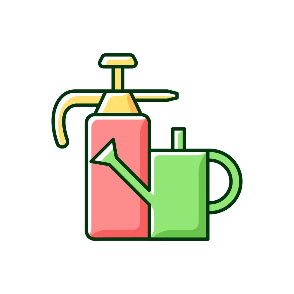 Watering can and hand sprayer RGB color icon vector