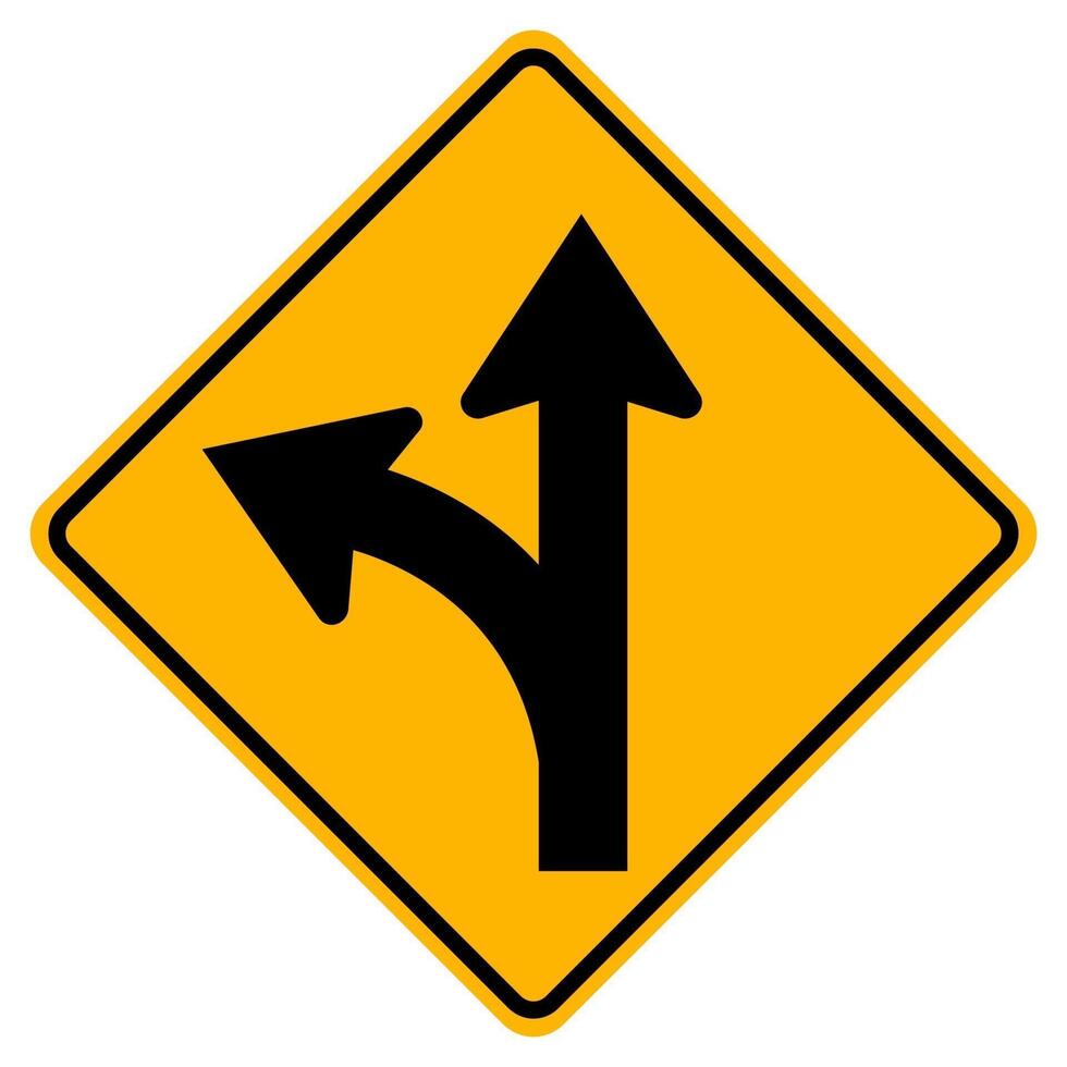 Proceed Straight or Turn left Road Sign vector