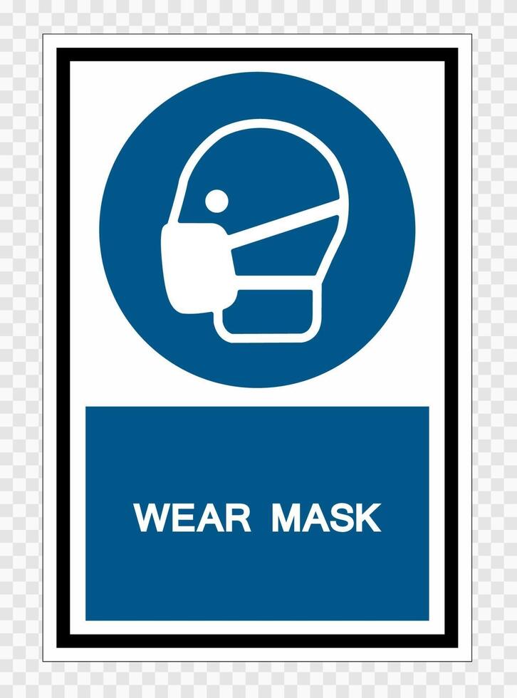 Wear Mask Symbol Sign Isolate on transparent Background,Vector Illustration vector