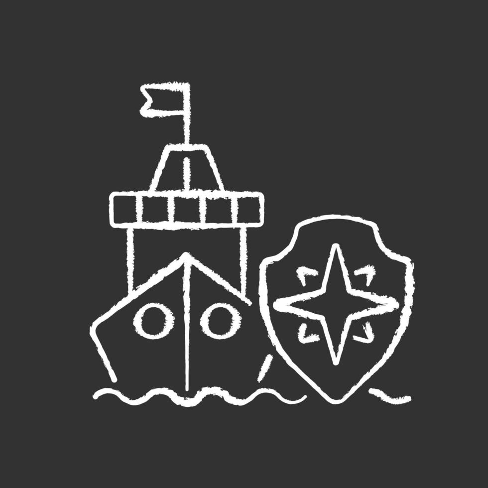 Maritime security chalk white icon on black background vector