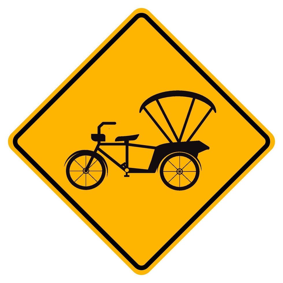 Warning Bicycle Or Tricycle Traffic Road Yellow Symbol Sign Isolate on White Background,Vector Illustration EPS.10 vector