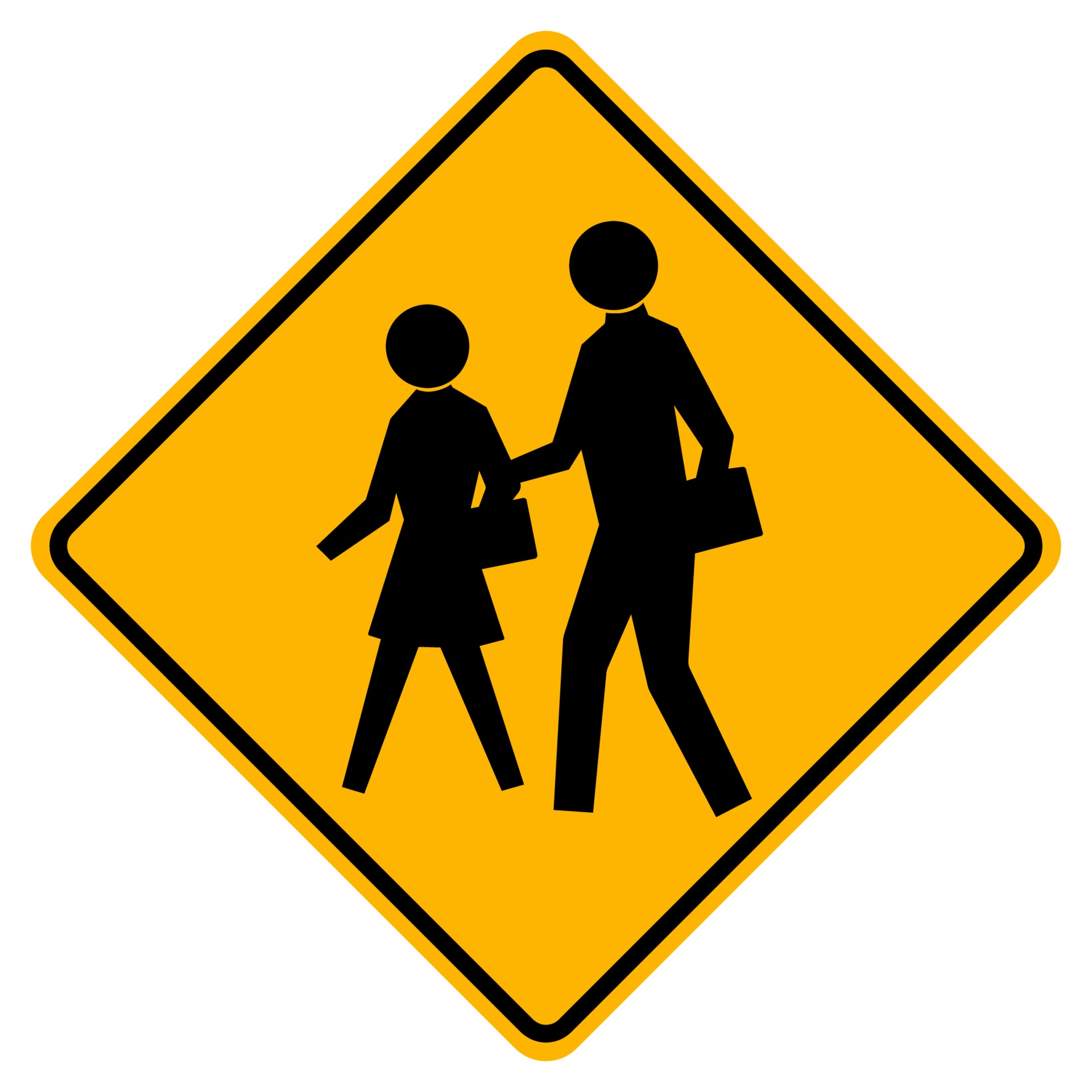 Warning School Traffic Road Symbol Sign Isolate on White Background