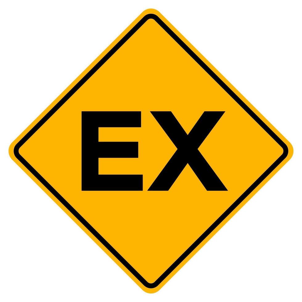 Ex Yellow Warning Attention Sign on a white background. vector