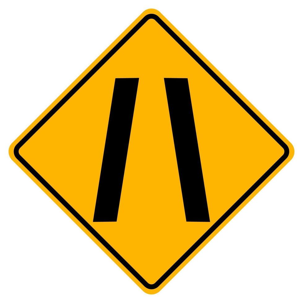 Narrowing Traffic Road Symbol Sign Isolate on White Background,Vector Illustration EPS.10 vector