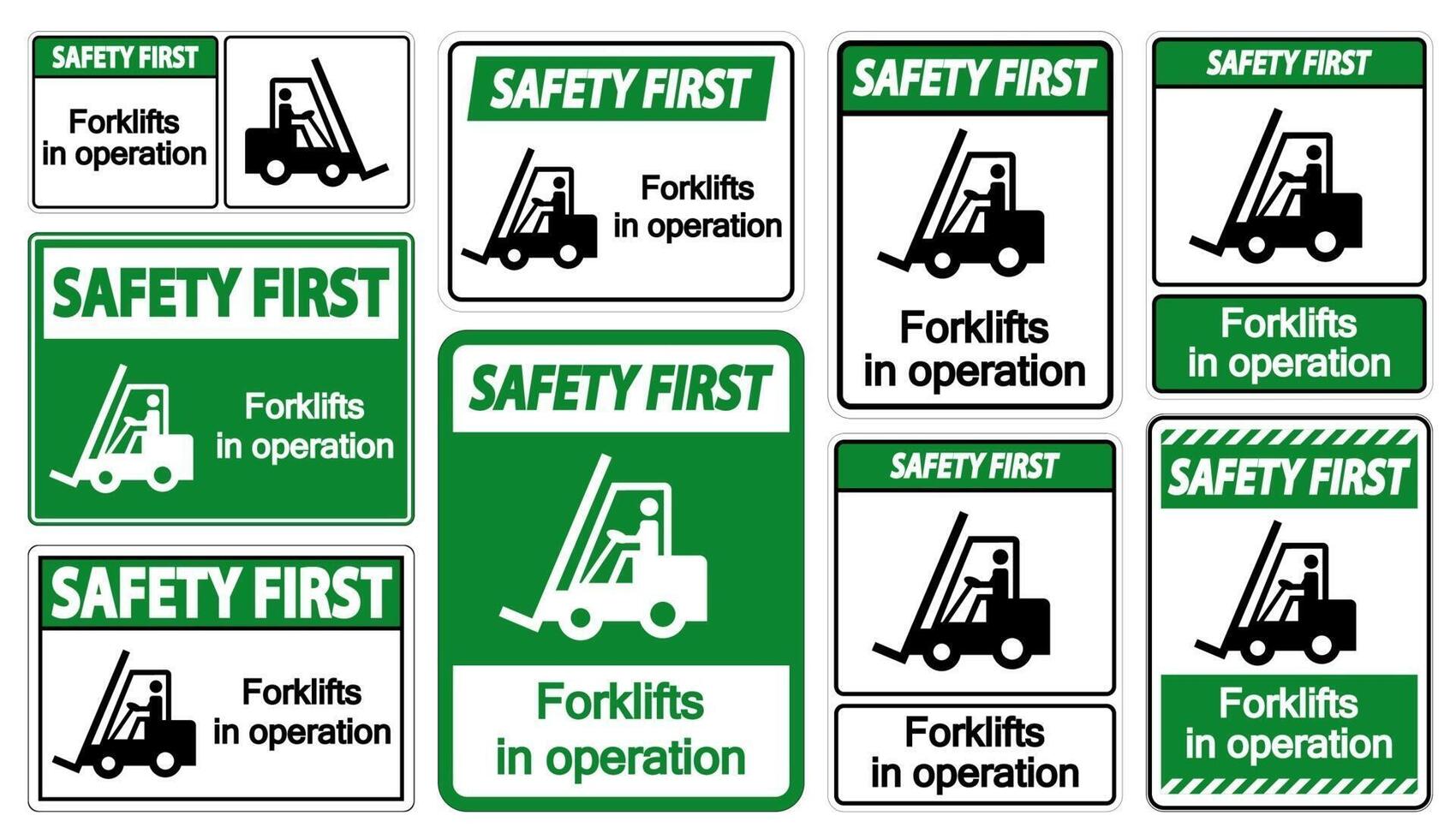 Safety First forklifts in operation Symbol Sign Isolate on transparent Background,Vector Illustration vector