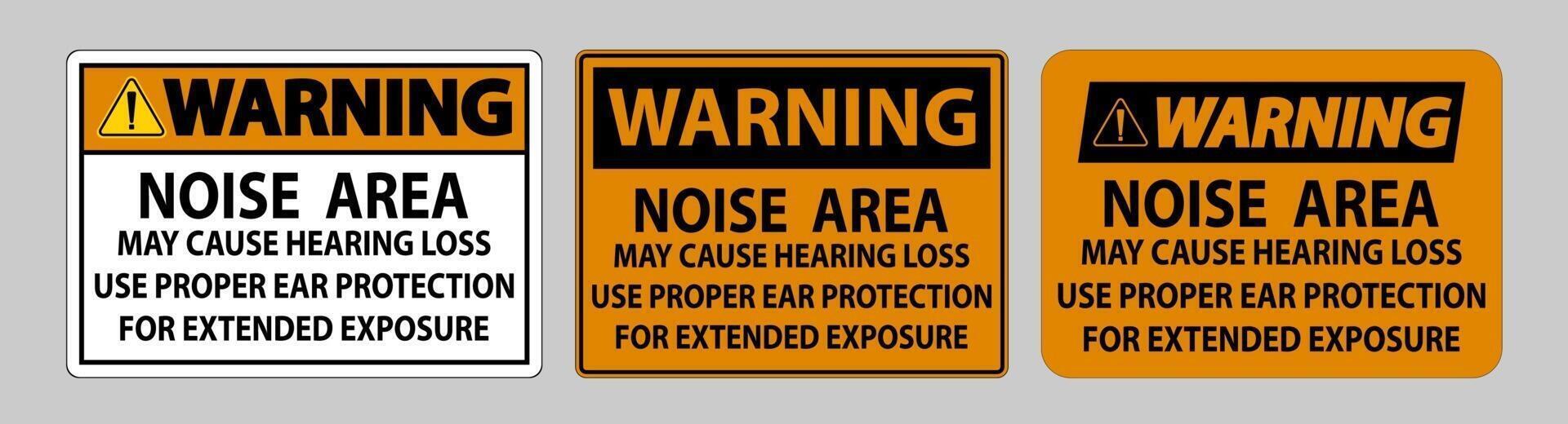 Warning PPE Sign, Noise Area May Cause Hearing Loss, Use Proper Ear Protection For Extended Exposure vector