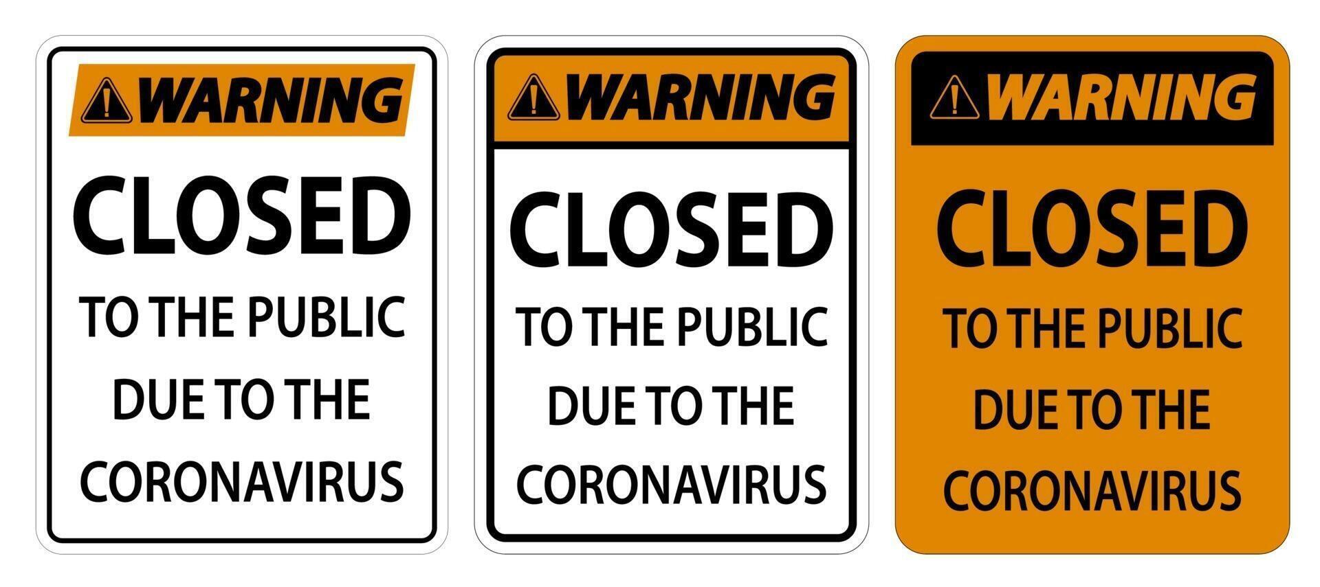 Warning Closed to public sign on white background vector