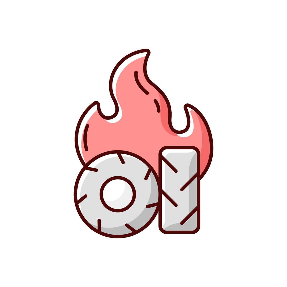 Burning tires RGB color icon vector