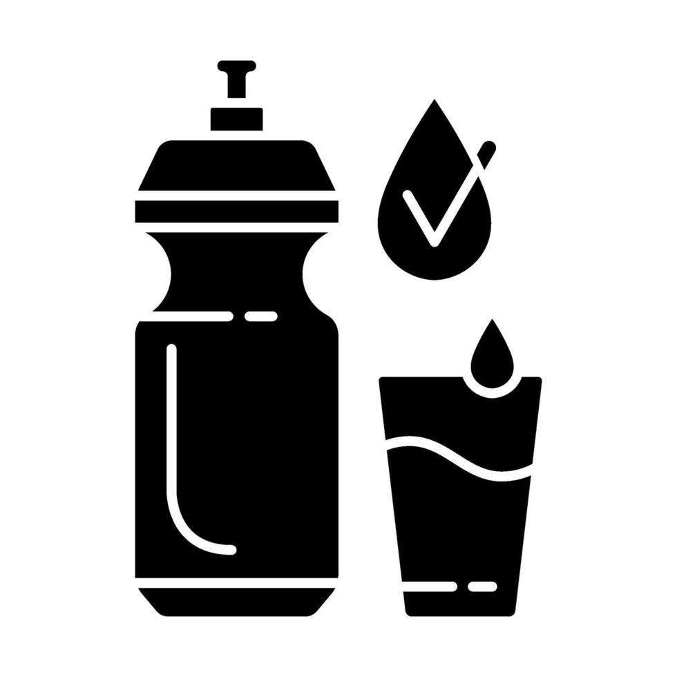 Drinking enough water black glyph icon vector