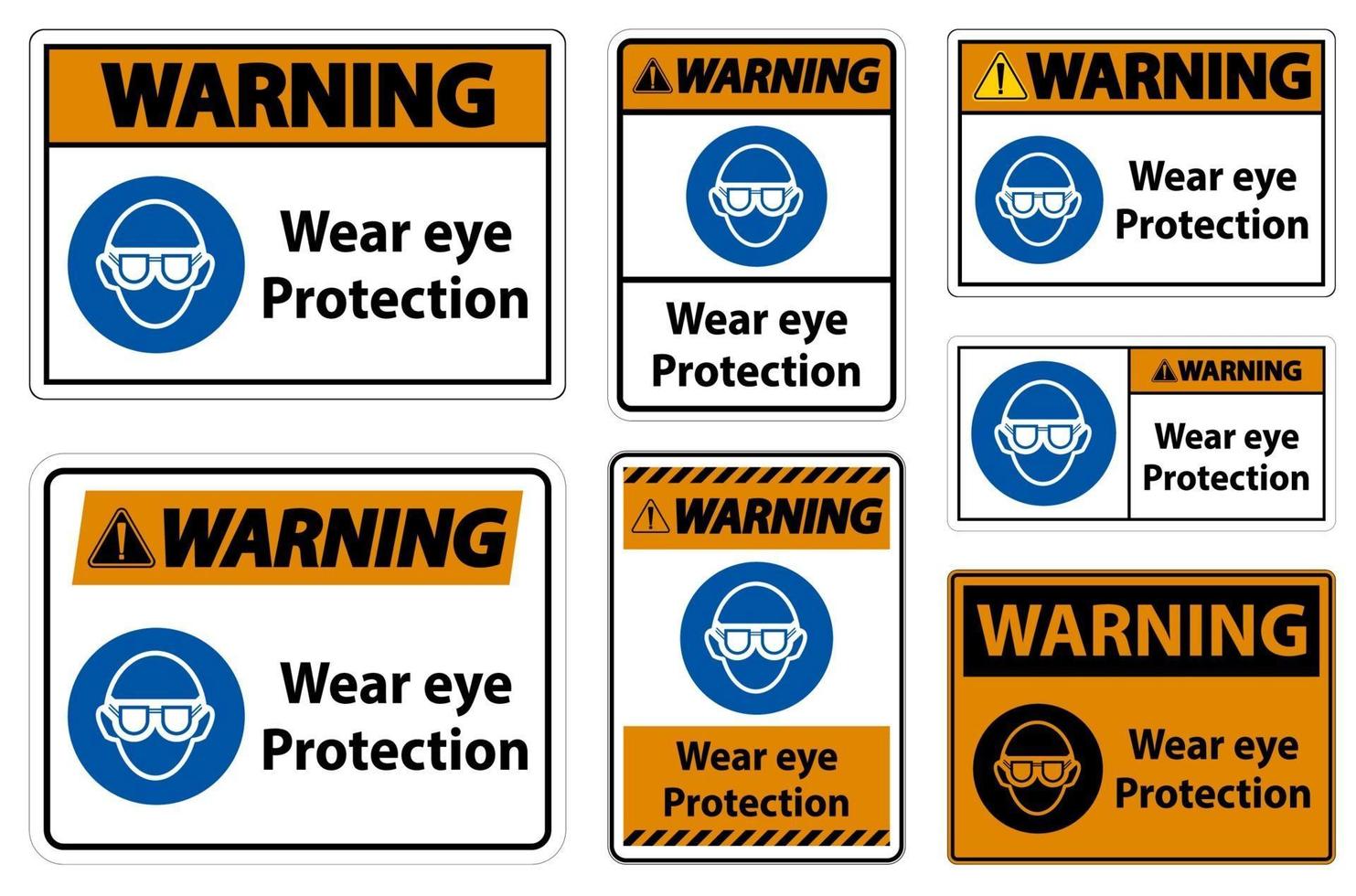 Warning Wear eye protection on white background vector