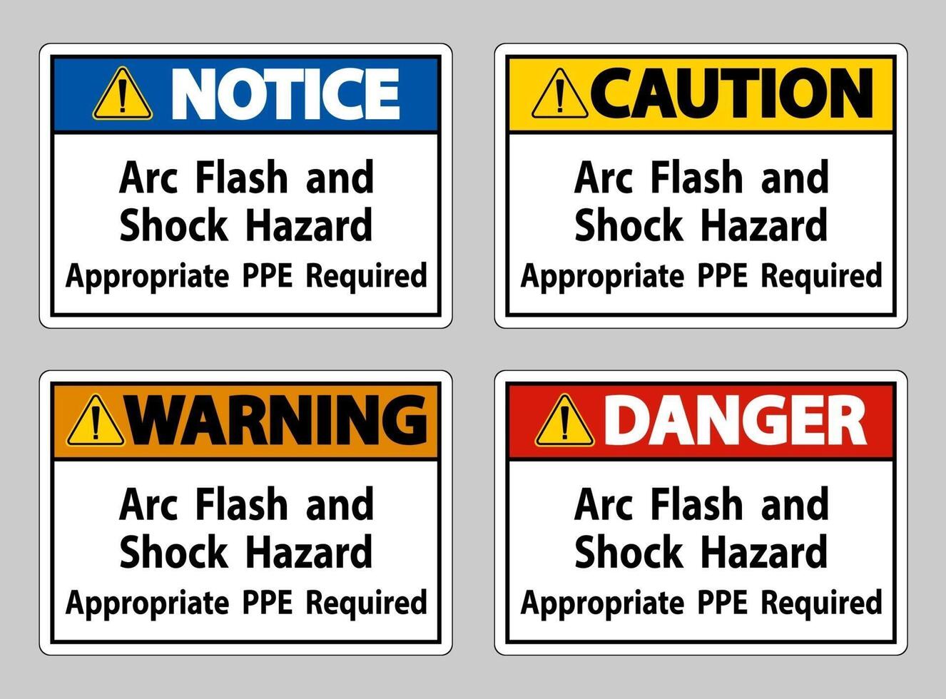 Arc Flash And Shock Hazard Appropriate PPE Required 2227231 Vector Art