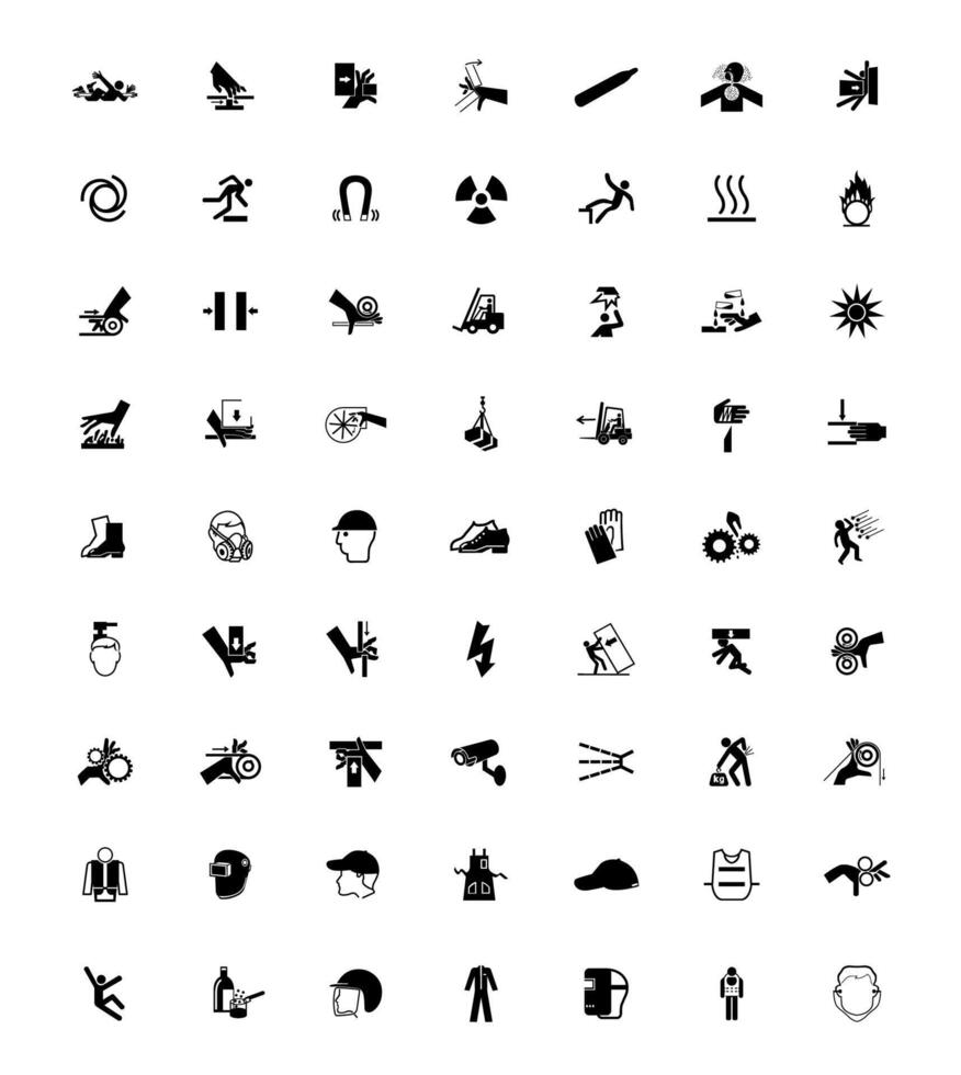 Warning signs,industrial hazards icon labels Sign Isolated on White Background,Vector Illustration vector