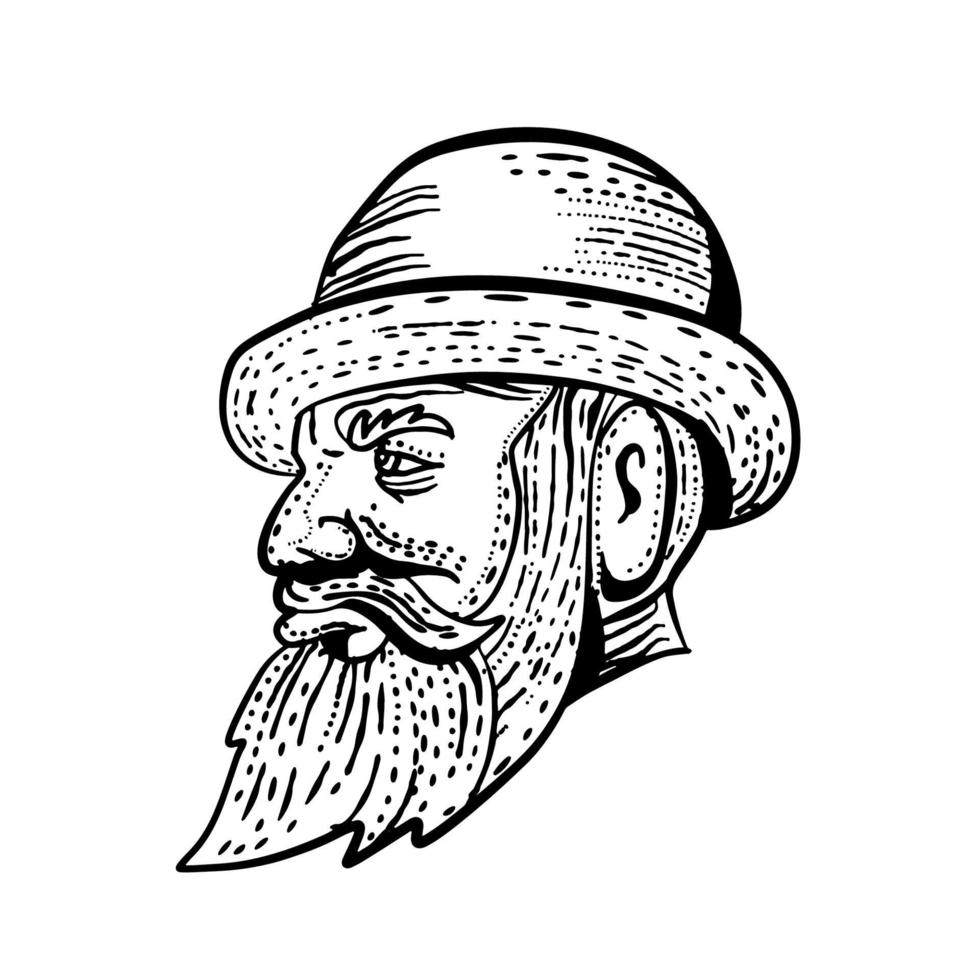 Hipster gentleman wearing bowler hat vector