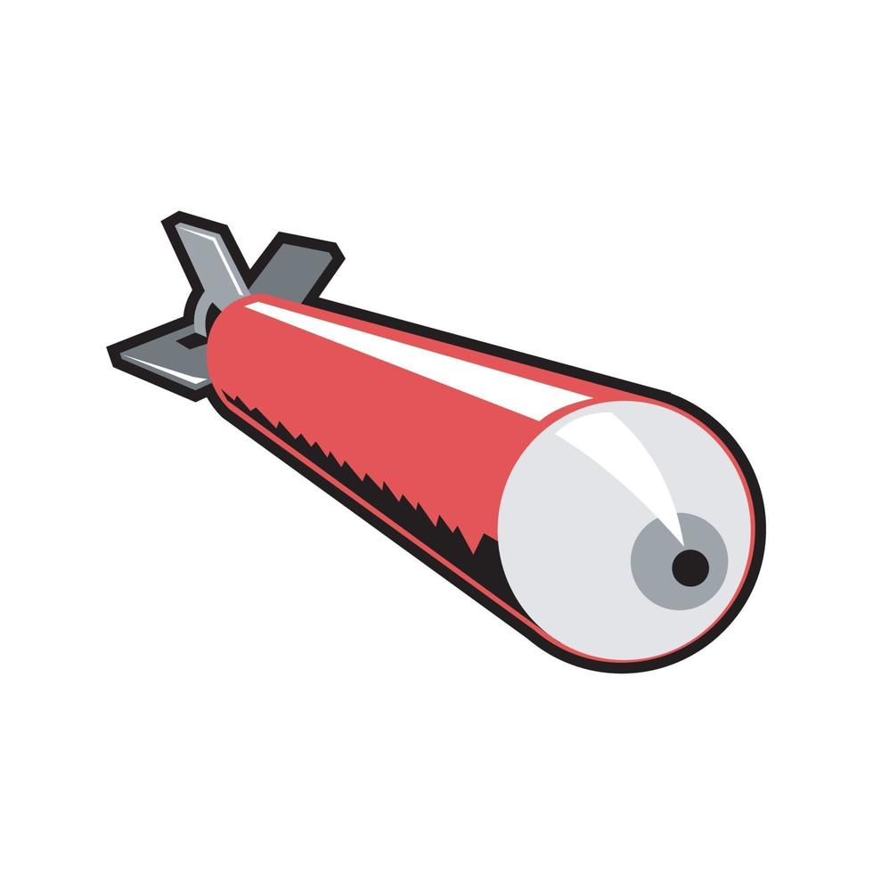 Red torpedo or bomb falling vector