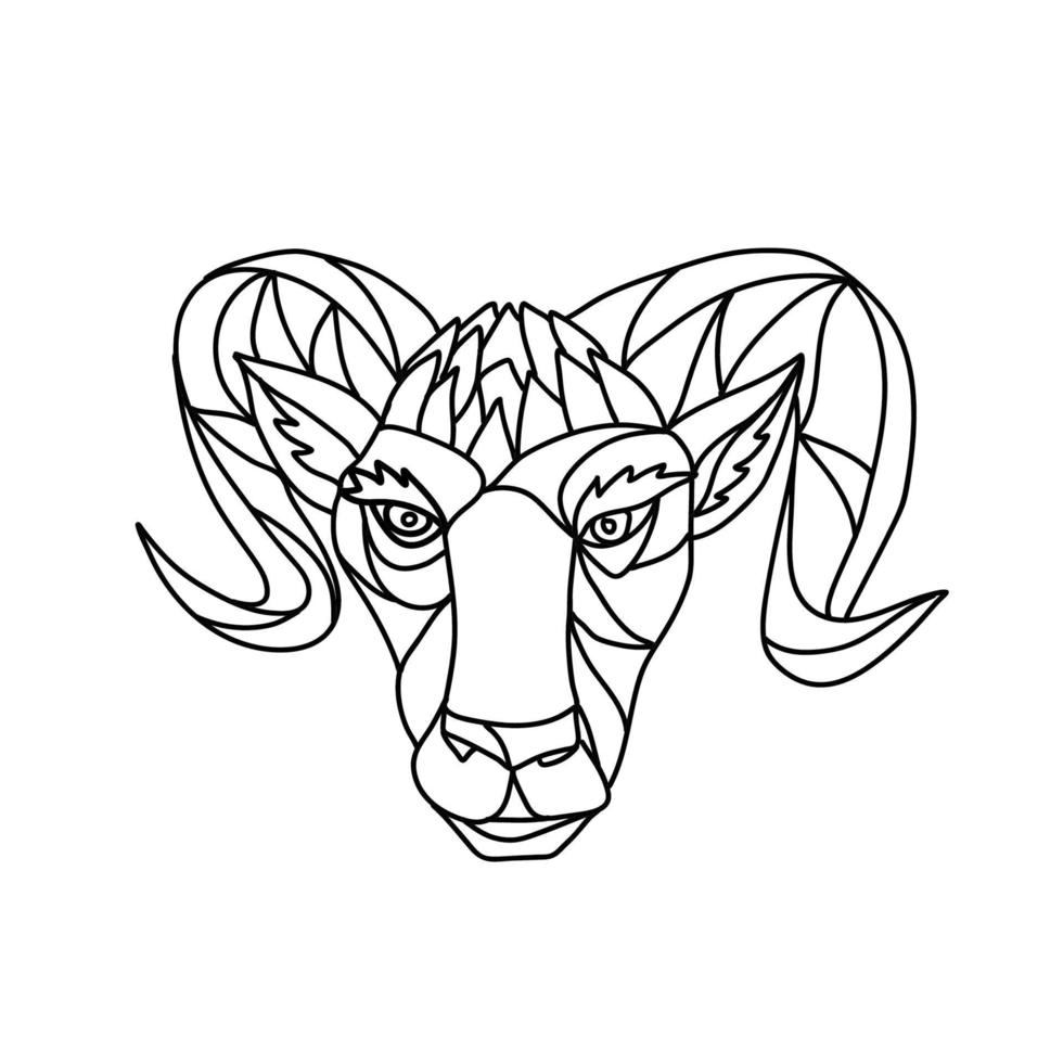 Bighorn Sheep Ram Mosaic, Black and White vector