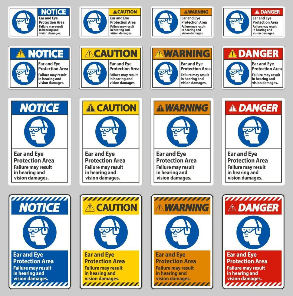 Ear And Eye Protection Area, Failure May Result In Hearing And Vision Damages vector