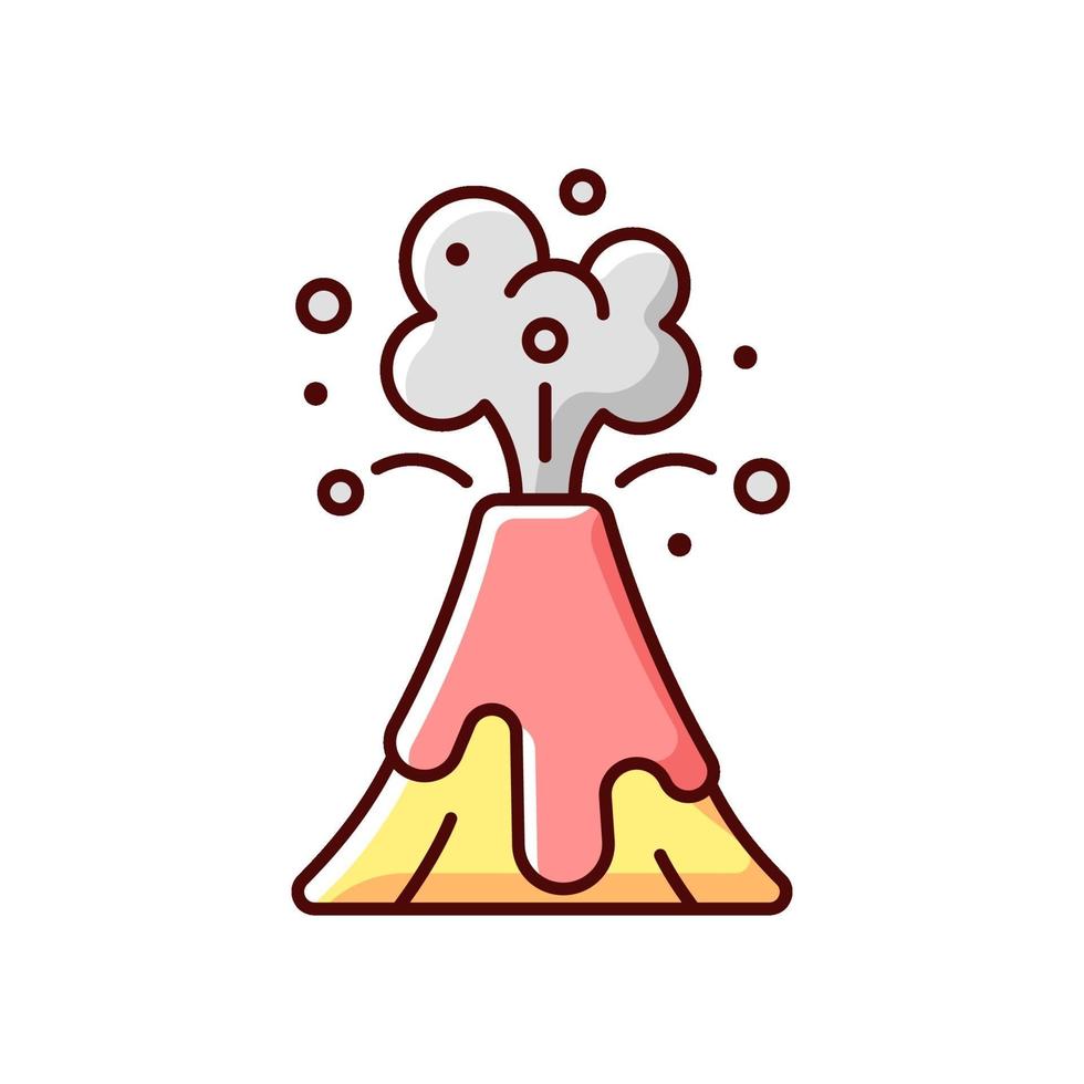 Volcanic activity RGB color icon vector